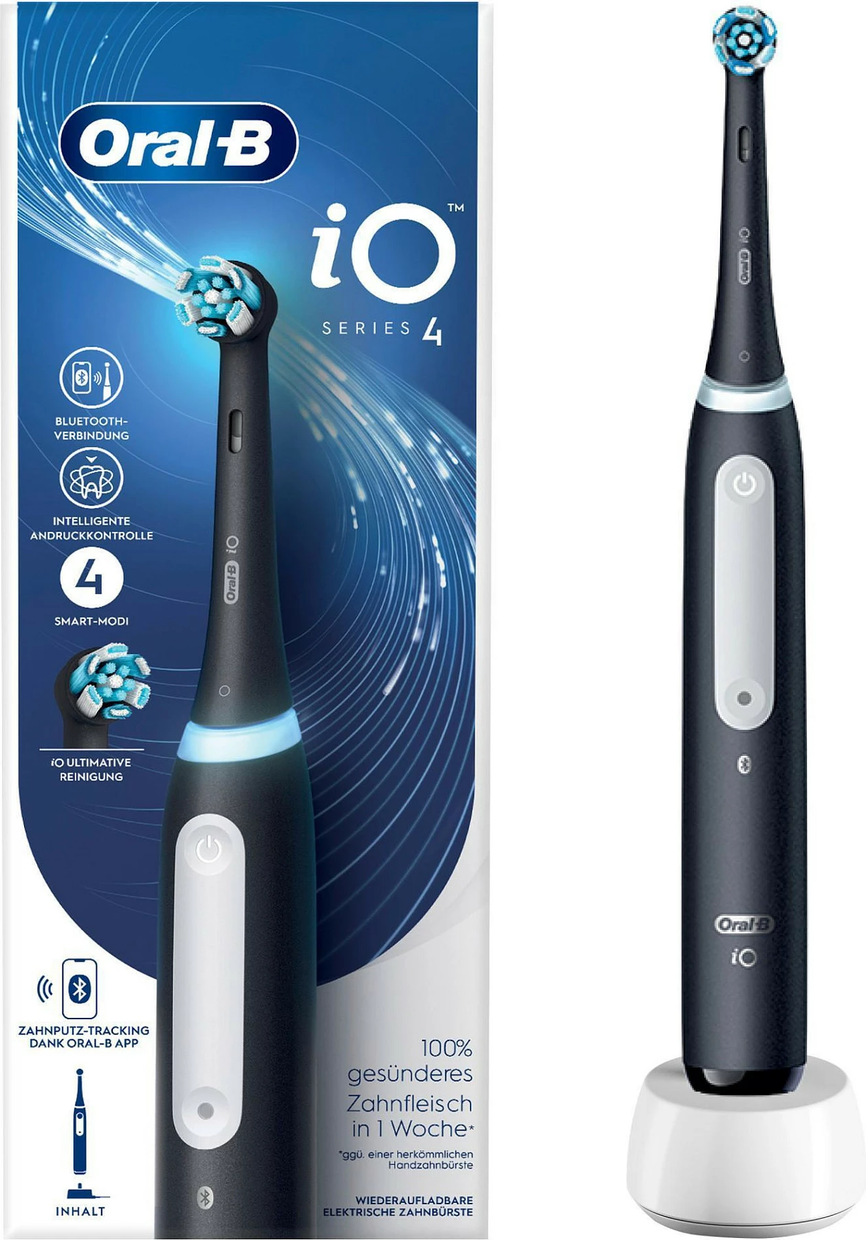 Furçë dhëmbësh elektrike Oral-B iO Series 4, Adult, Daily care, Sensitive, Super sensitive, Whitening, Black