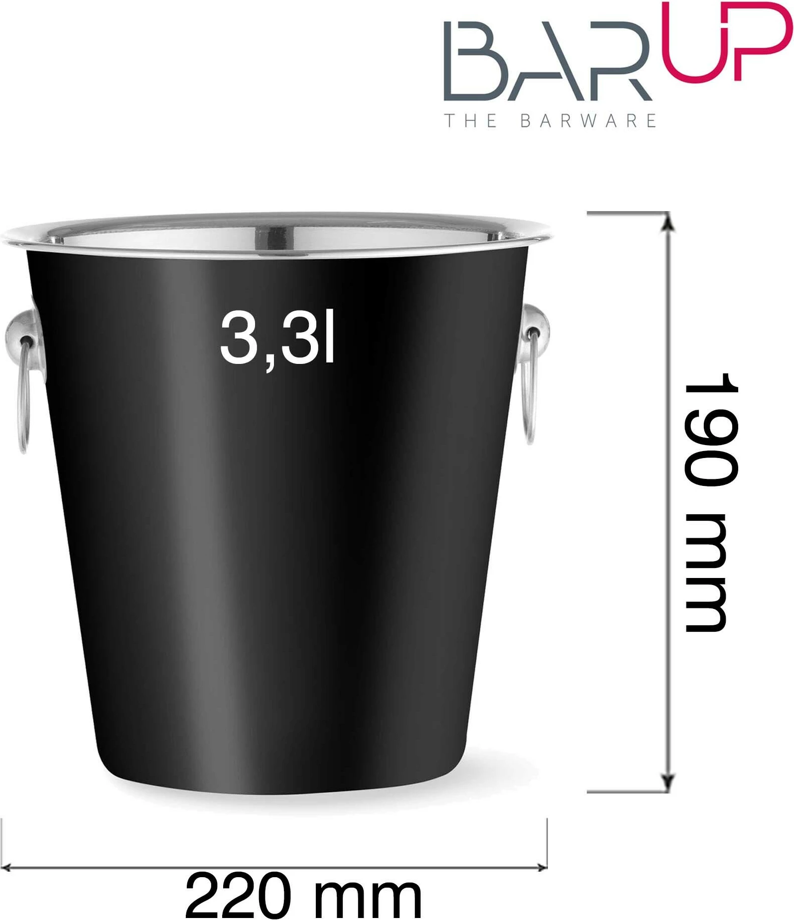 Ftohës shampanje, BarUp, 3.3 L, çelik inox, fi 220 x H 190 mm, i zi