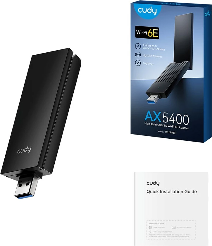 Adapter Wi-Fi USB CUDY WU5400 AC1300, 2 antena, i zi