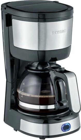 Makine kafeje filtri, Severin, KA 4808, me karafë qelqi, argjendt e zi