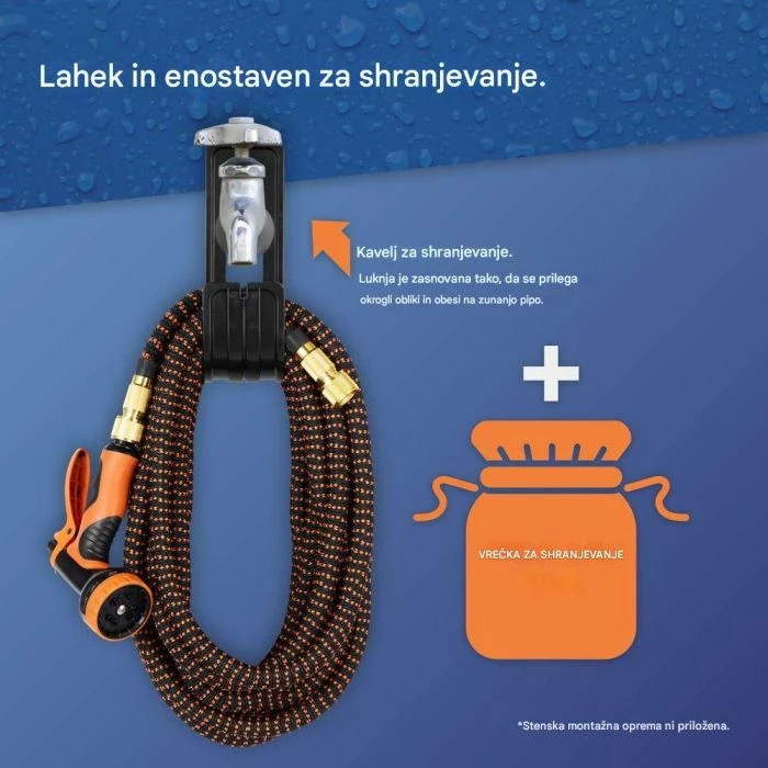 Zorrë kopshti e zgjatshme VONHAUS 2500998 30 m, 10 mënyra spërkatjeje, set me aksesorë, zi/portokalli