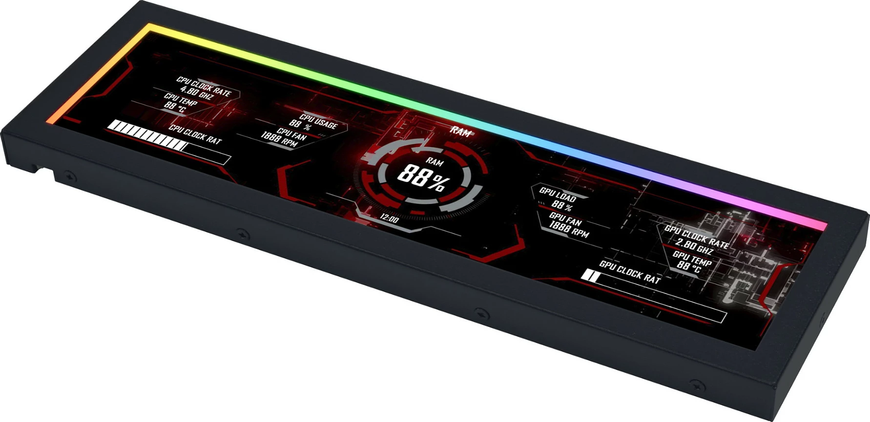 Ekran universal Lian Li 8.8 inç, 5V, për kasë PC, i zi