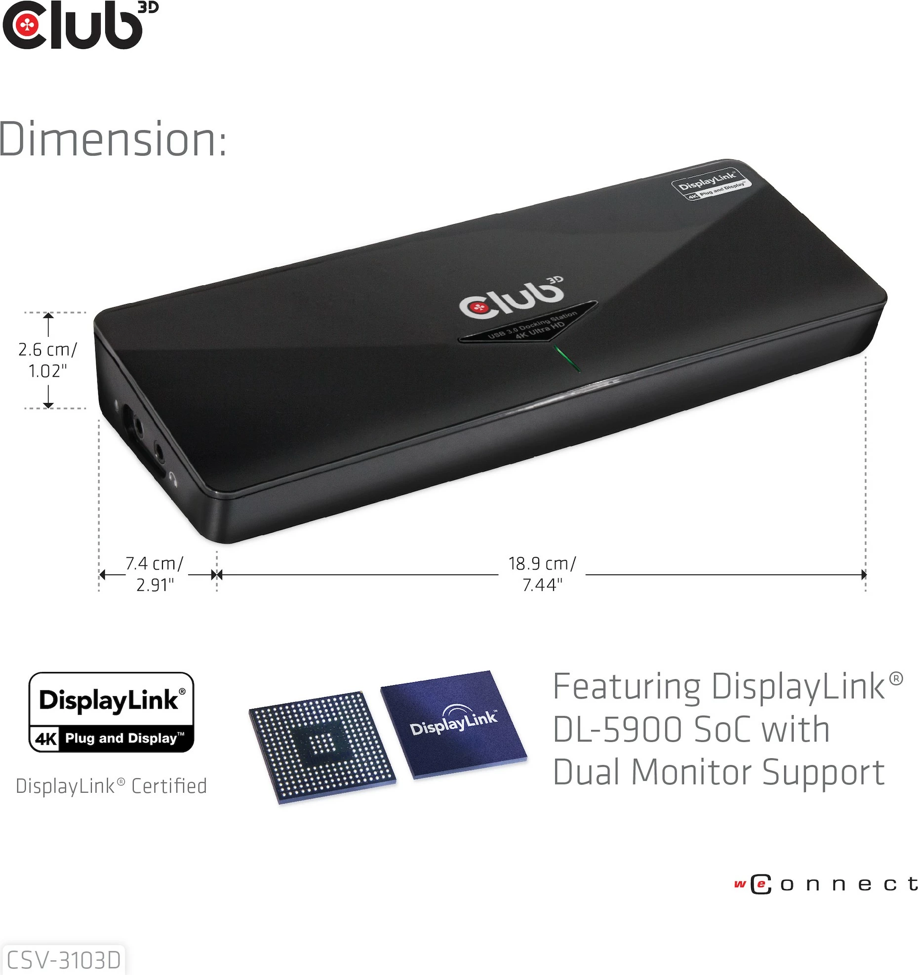 Docking station Club3D 4K USB3, 3xUSB3/HDMI/DP/DVI, e zezë