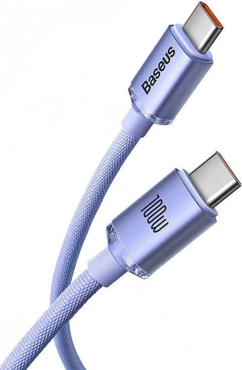 Kabllo USB-C - USB-C Baseus Crystal Shine, 100W, 2m, fioletowy