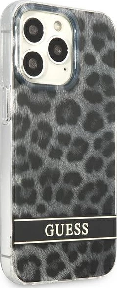 Mbështjellës Guess GUHCP13LHSLEOK për iPhone 13/13 Pro 6.1", hardcase, Leopard, Gri