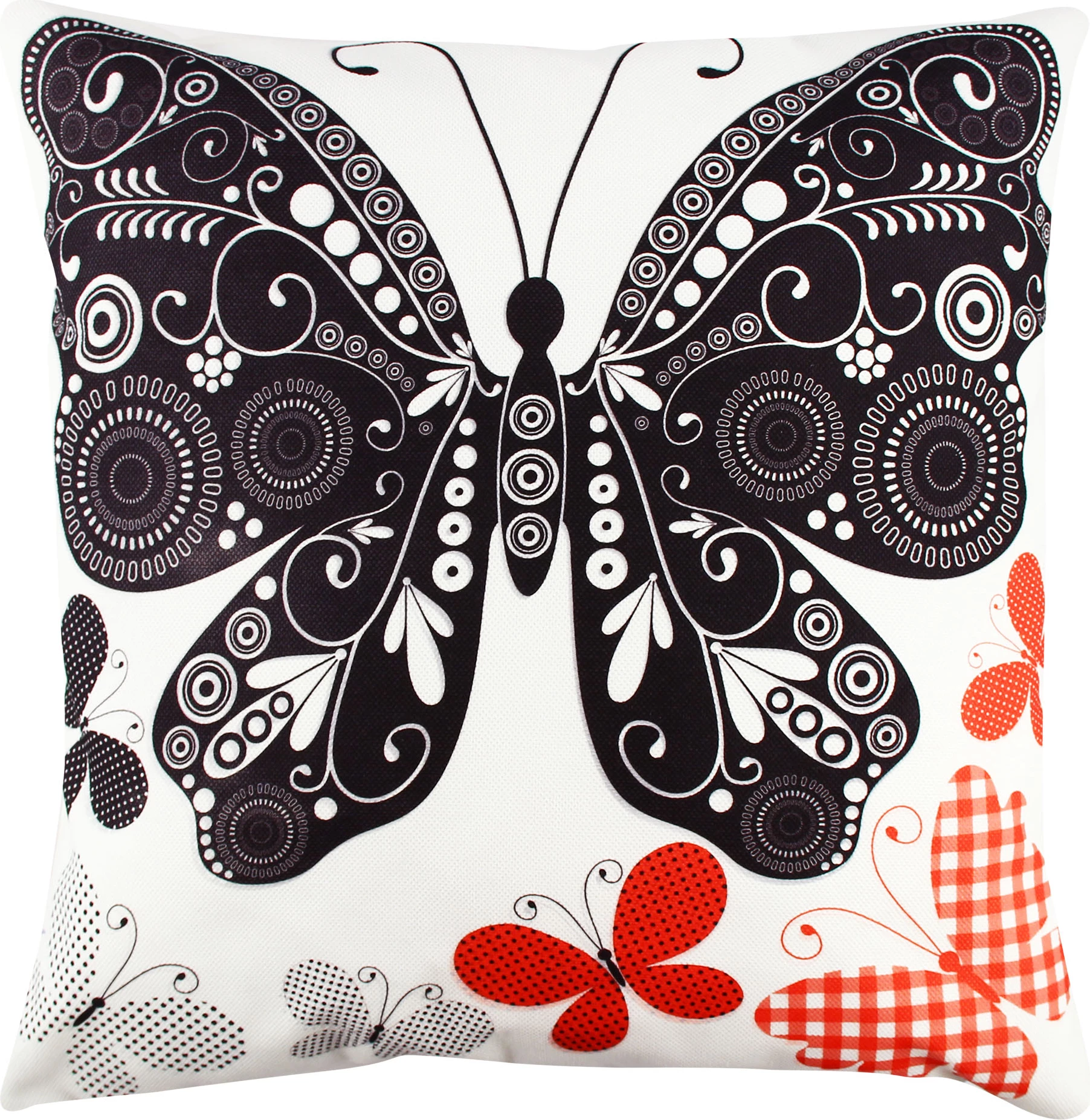 Jastëk dekorativ me flutura, shumëngjyrësh, Evila Originals, A11061, 43x43cm