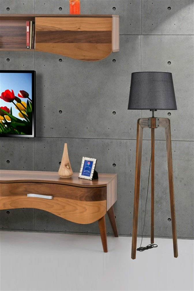 Llambë dyshemeje Opviq, ngjyrë arre e zezë, model modern, 170cm