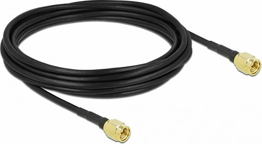 Kabllo antene DeLOCK LMR100, SMA mashkull në SMA mashkull, 5 m, low loss, e zezë