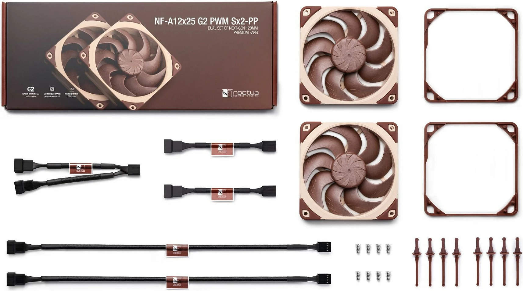 Ventilator ftohës Noctua NF-A12x25 G2 PWM Sx2-PP, 120mm, 2 copë, 1800 RPM, bezhë