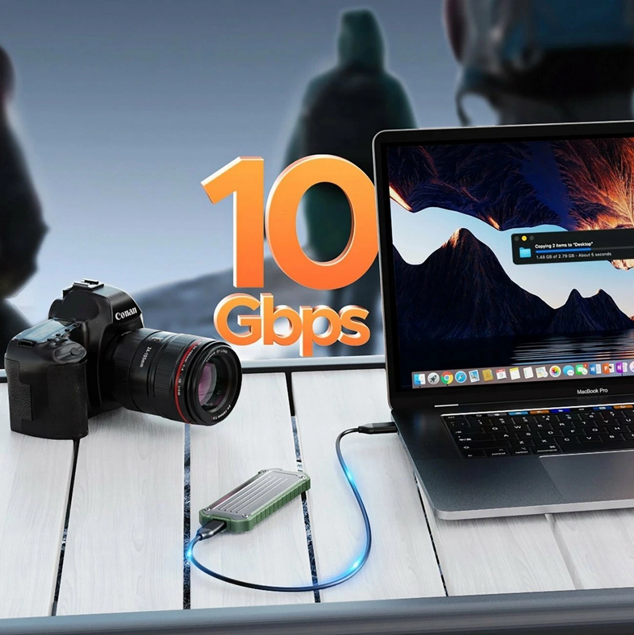 Kasë portative për SSD M.2 NVMe/SATA Orico OTPX-G2 USB-C 3.2 10Gbps, gri-jeshile, me kabllo USB-C