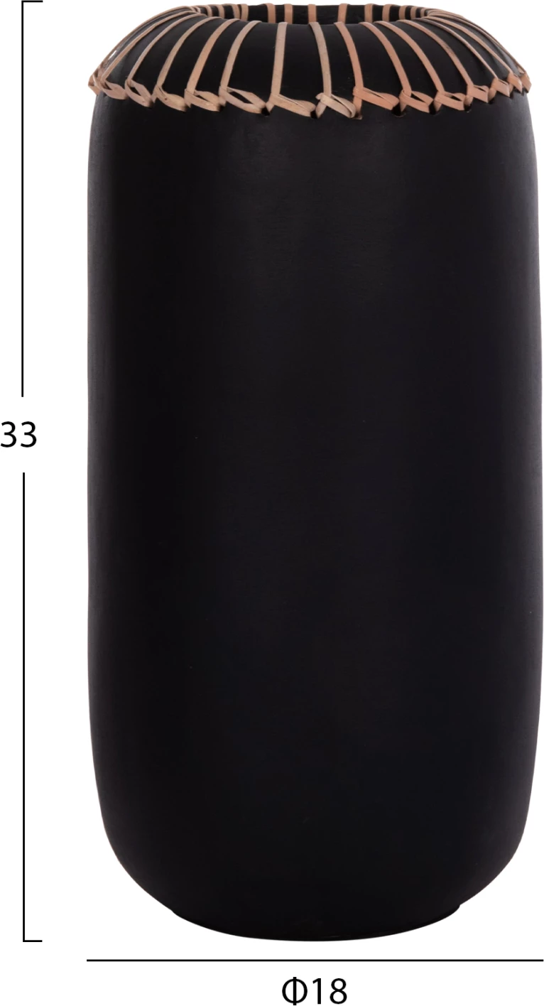 Vazo dekorative tavoline LENNOX, terrakotë, e zezë, FH4675.01S, 18x33cm