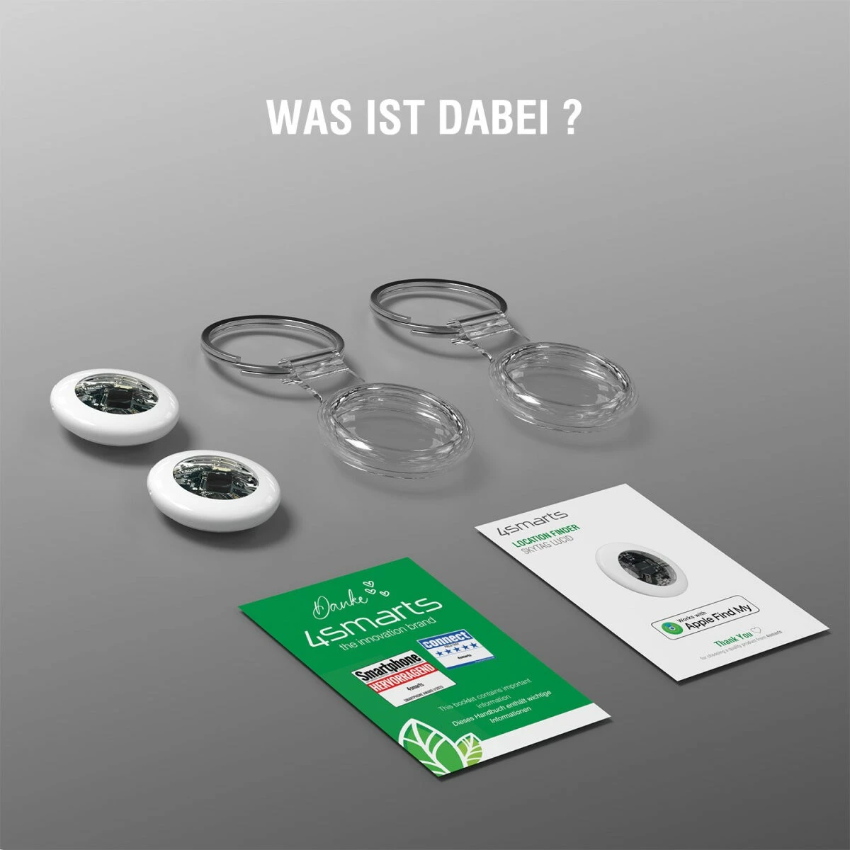 Finder 4smarts SkyTag Lucid 2er Set, Bluetooth 5.3, iOS, i bardhë