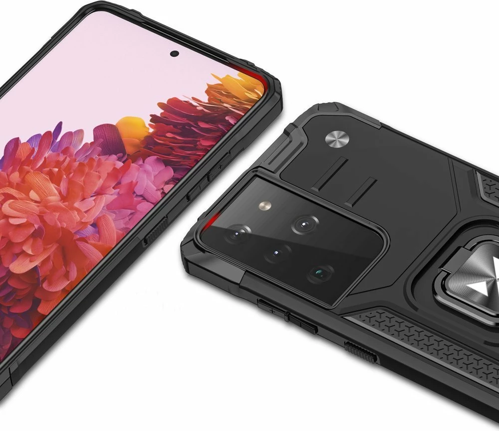 Mbështjellës Wozinsky Ring Armor për Samsung Galaxy S22 Ultra, me mbajtëse gishti dhe magnetike, Kuq