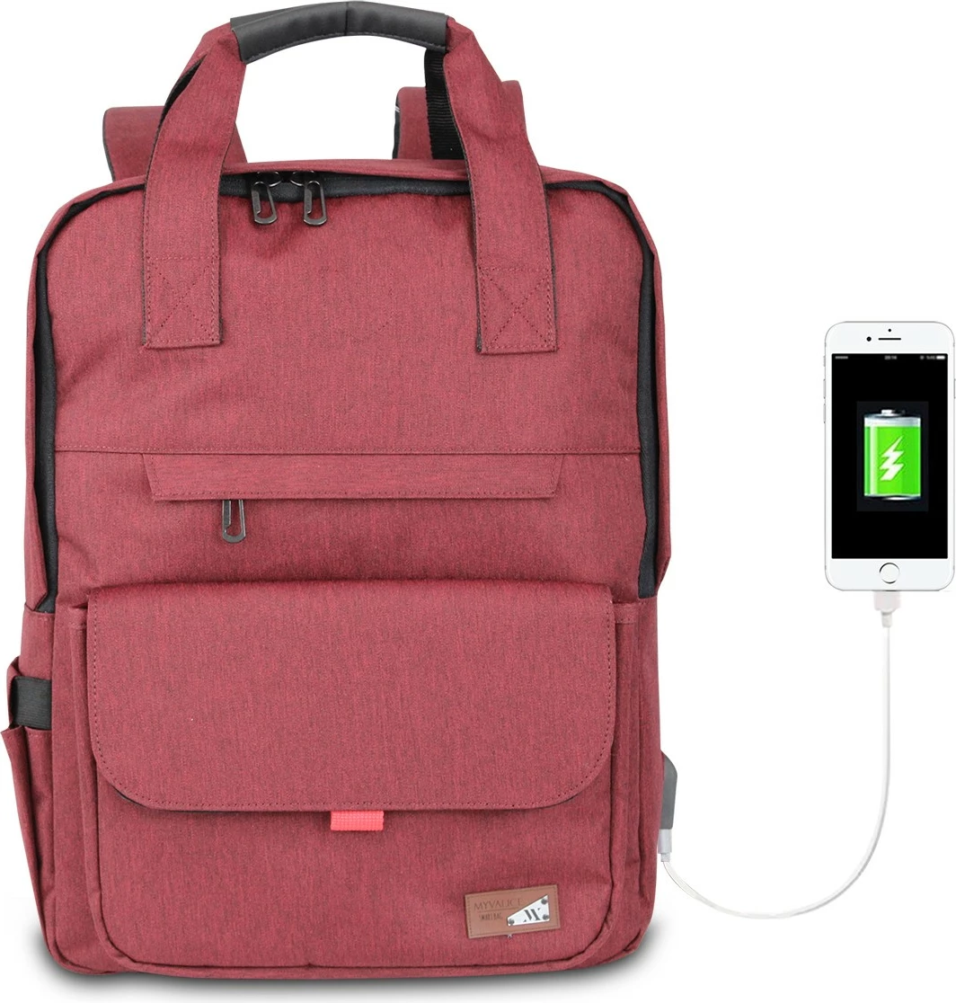 Çantë laptopi Zoozie Bags, ngjyrë e kuqe e errët, 2232