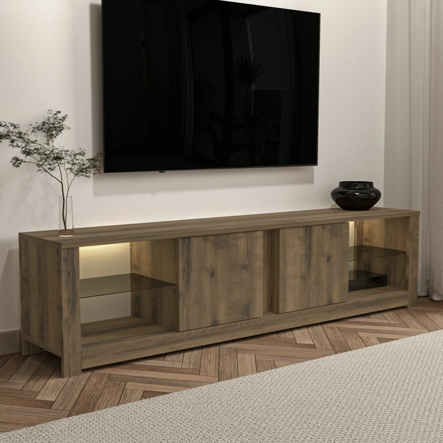 Komodë TV Hanah Home, Aydos, ngjyrë lisi