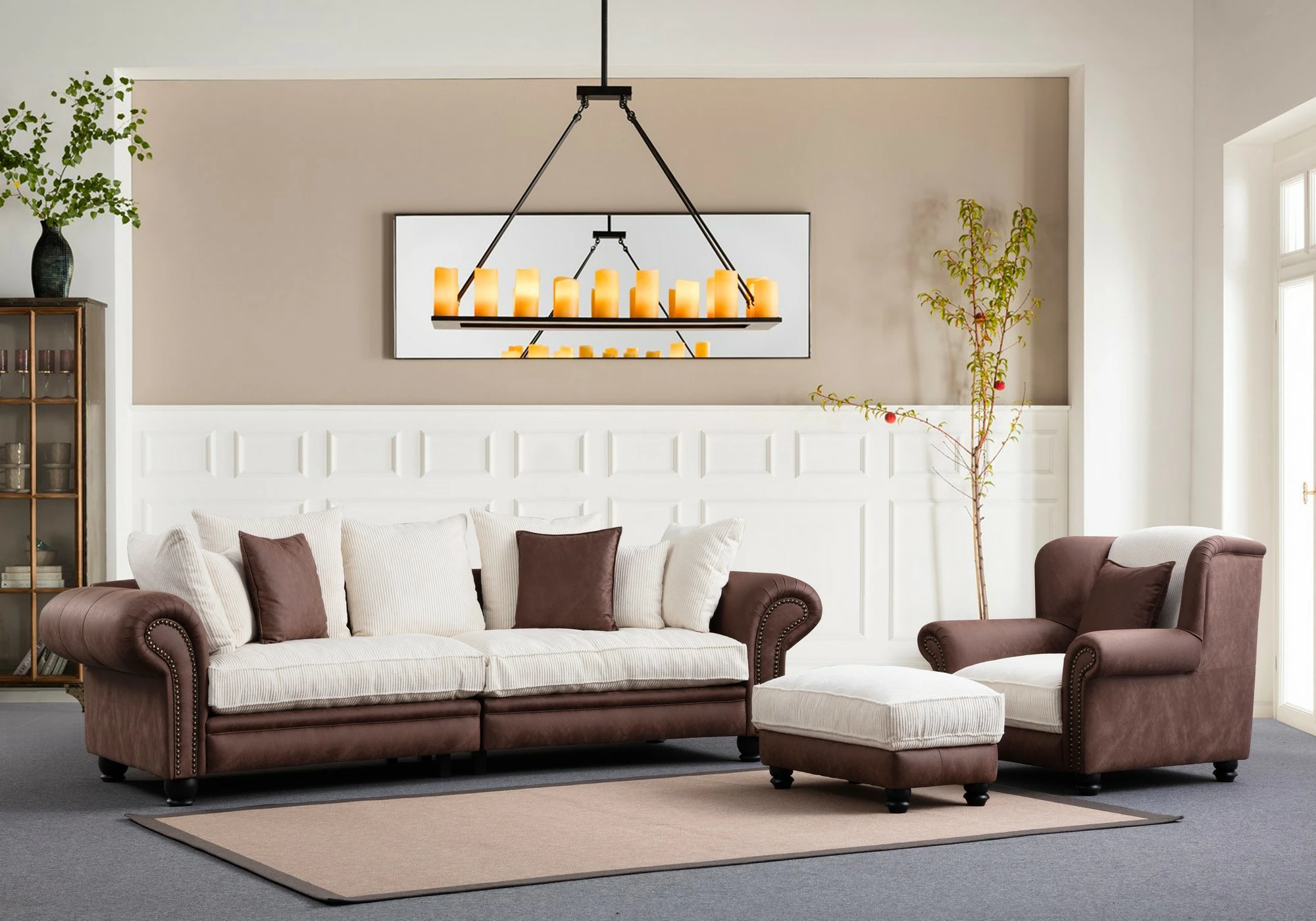 Divan treshe Atelier del Sofa, Fresno 3, kafe-bardhë