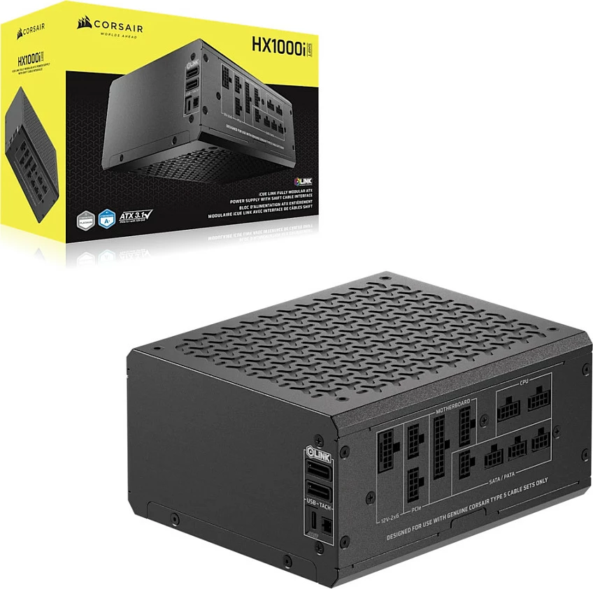 Furnizues rryme Corsair HX1000i, 1000W, 80 PLUS Platinum, ATX 3.1, fully-modular, e zezë