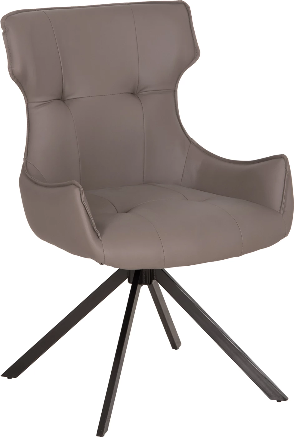 Karrige ngrënie Kira, PU lëkurë ngjyrë gri, këmbë metalike të zeza, 56x60x85cm, set 2 copë