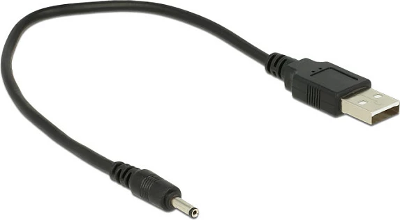 Kabllo power DeLOCK USB-A në DC 3.0x1.1mm, 27cm, e zezë