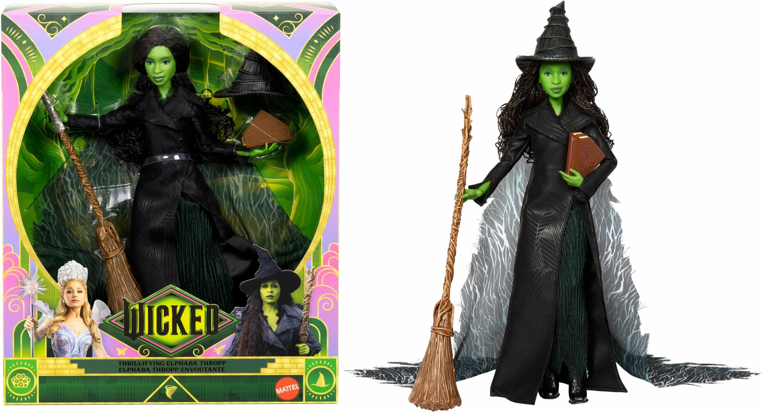 Kukull koleksionuese Barbie Mattel Wicked Elphaba Thropp JFM12, me 4 aksesorë, shumëngjyrëshe