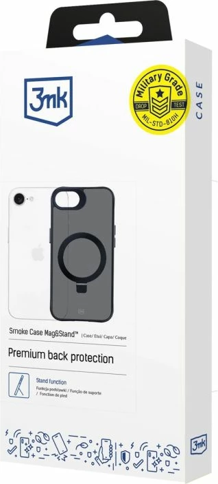Mbrojtëse telefoni 3mk Smoke Case Mag&Stand për iPhone 16E, e zezë
