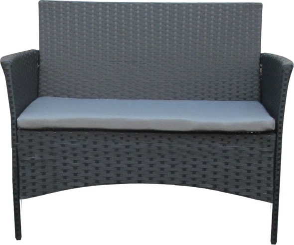 Set për sallon kopshti Calmness 4 pjesë rattan ngjyrë zezë-material gri