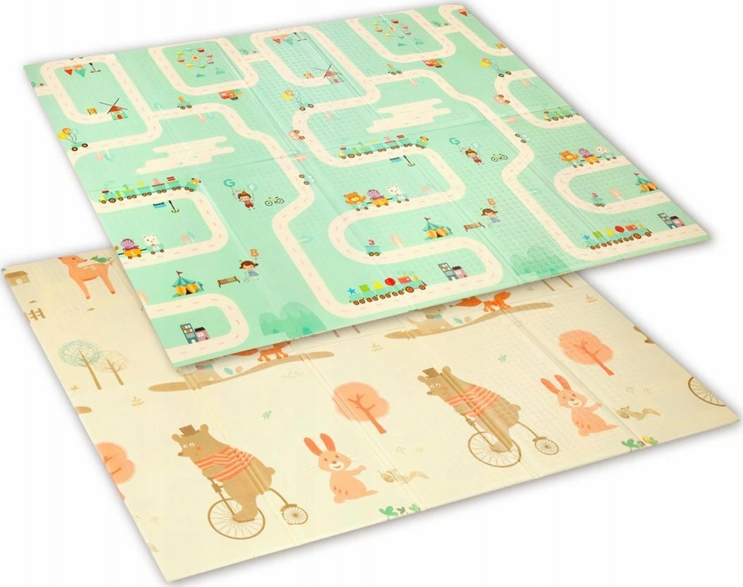 Tapet edukativ shkumë XPE BabyOno 1480, 180x200 cm, 1 cm, dy-anësh, i palosshëm, shumëngjyrësh