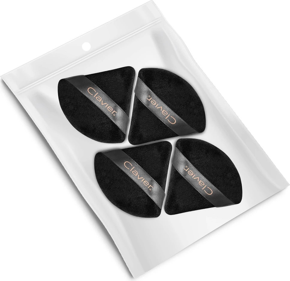 Puff për pluhur trekëndësh Clavier për femra, i zi, 4 copë