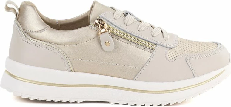 Këpucë të ulëta për femra eVento 9784, bezhë dhe ari