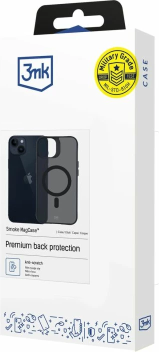 Kapak telefoni 3mk Smoke MagCase me MagSafe për iPhone 14 Plus, gjysmë-transparent