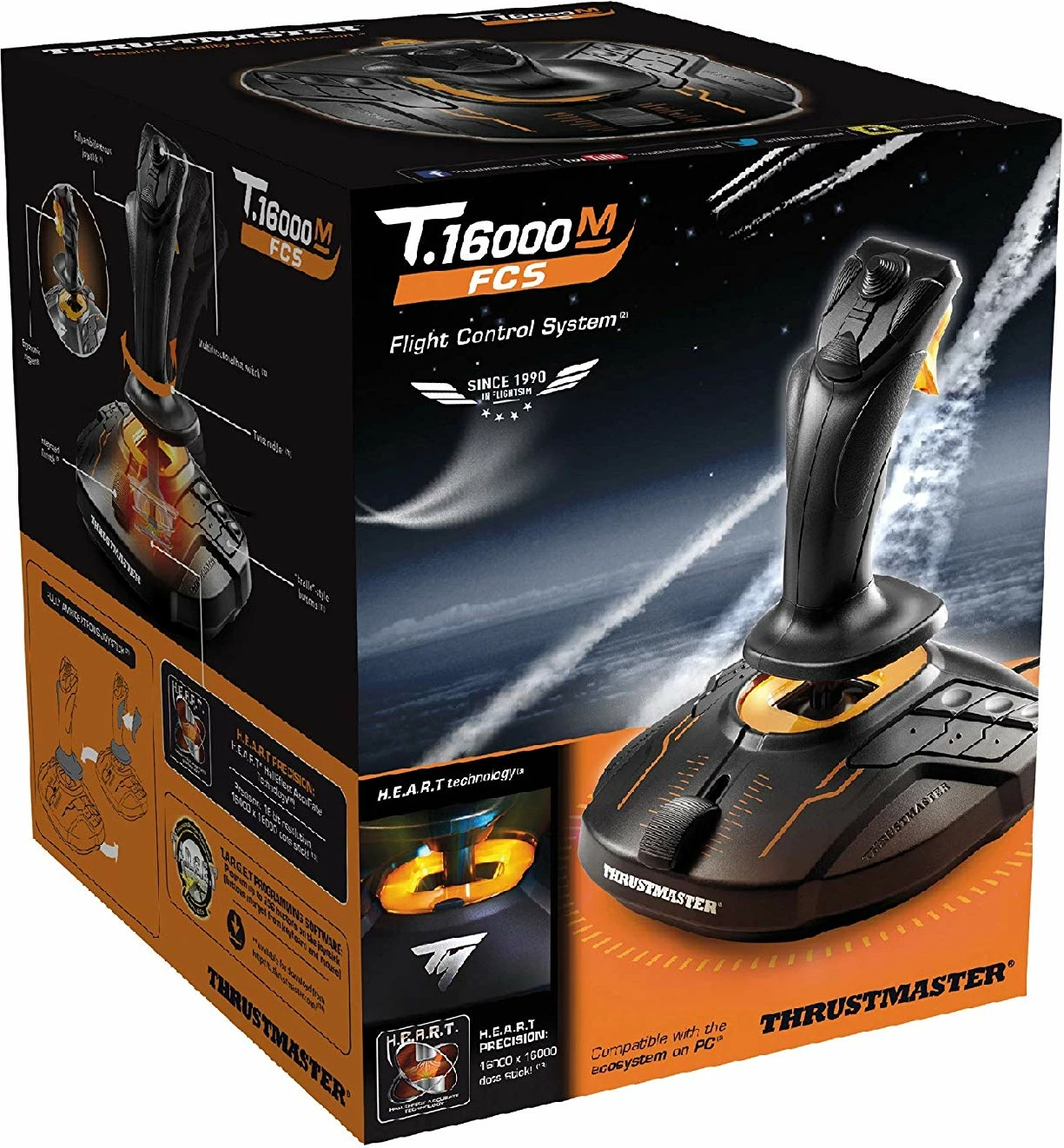 Joystick Thrustmaster T.16000M FCS për PC, i zi/portokalli (1 copë)