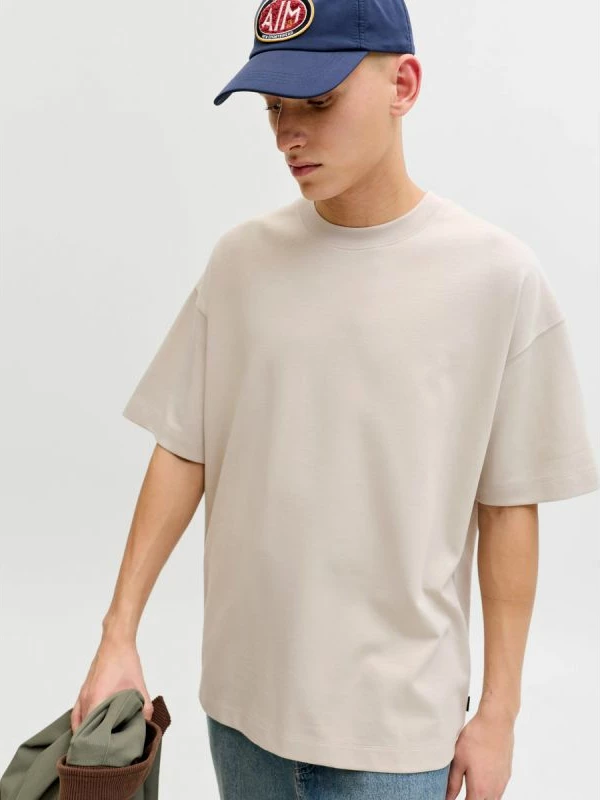 Maicë meshkuj Jack&Jones JJEBARRON TEE SS O-NECK NOOS 12298906, moonbeam [Madhësia: M]