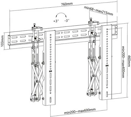 Mbajtëse muri për TV EQUIP, 37"-70", VESA deri 600x400, 45 kg, e zezë