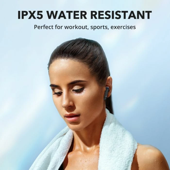 Kufje TaoTronics TT-BH1120 TWS Bluetooth 5.3, 10 mm, IPX5, 30 orë me kuti karikimi, e zezë/kuqe