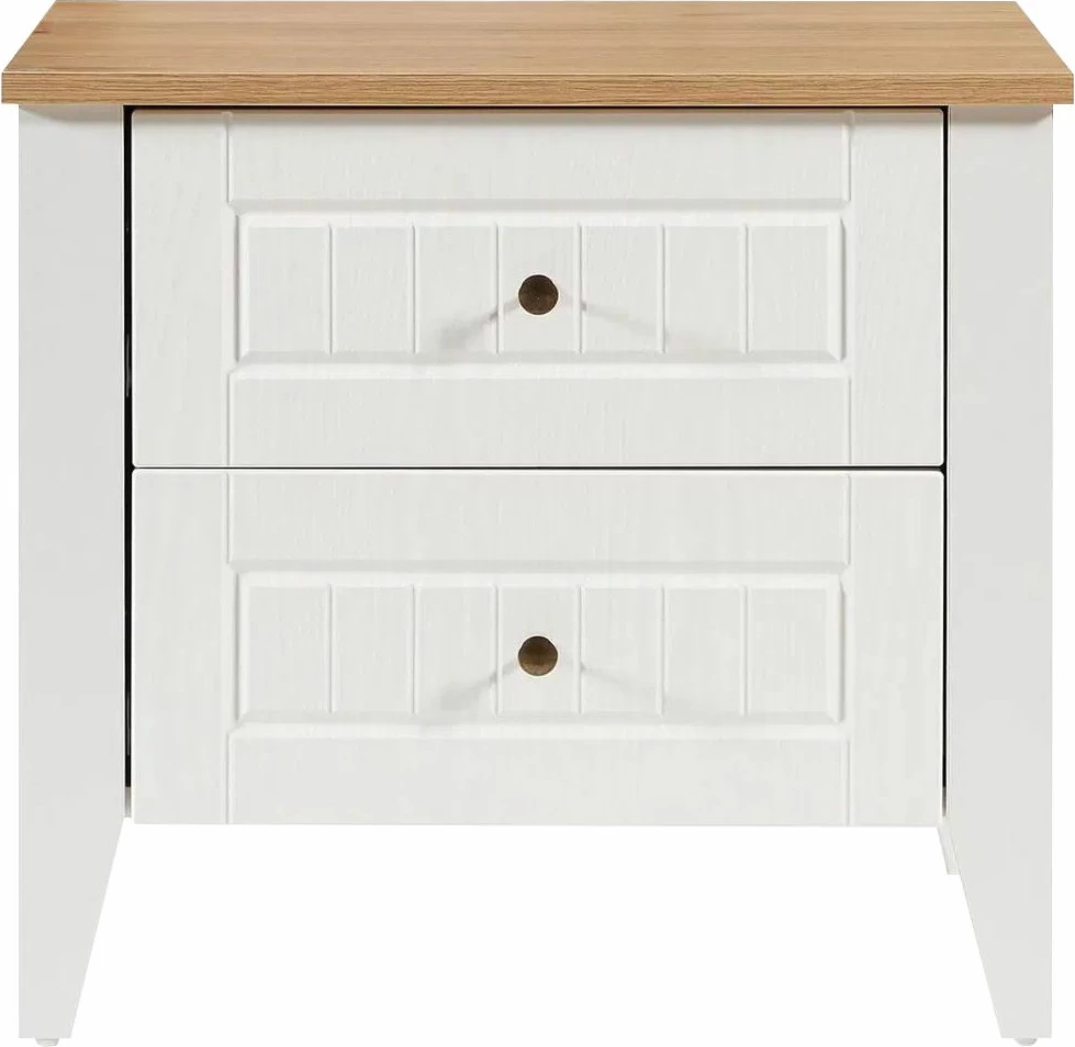 Komodinë nate Skye Decor, ngjyrë e bardhë dhe lis, Tuval 064