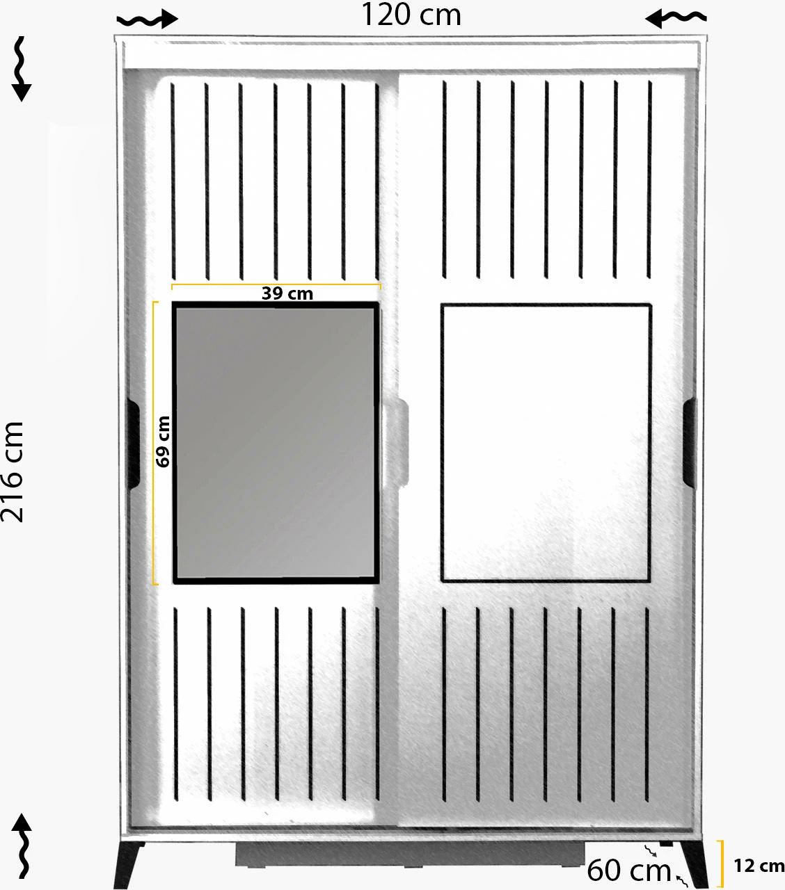 Dollap Hanah Home, Pasific Home Fuga 120, ngjyrë arre, me pasqyrë