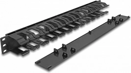 Panel menaxhimi kabllosh DeLOCK 19", 1U, me 2 hapje, i zi