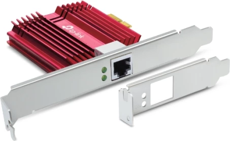 Kartelë rrjeti PCIe TP-LINK TX401 10 Gigabit (10GbE) RJ45, me kabllo CAT6A 1.5m, e kuqe
