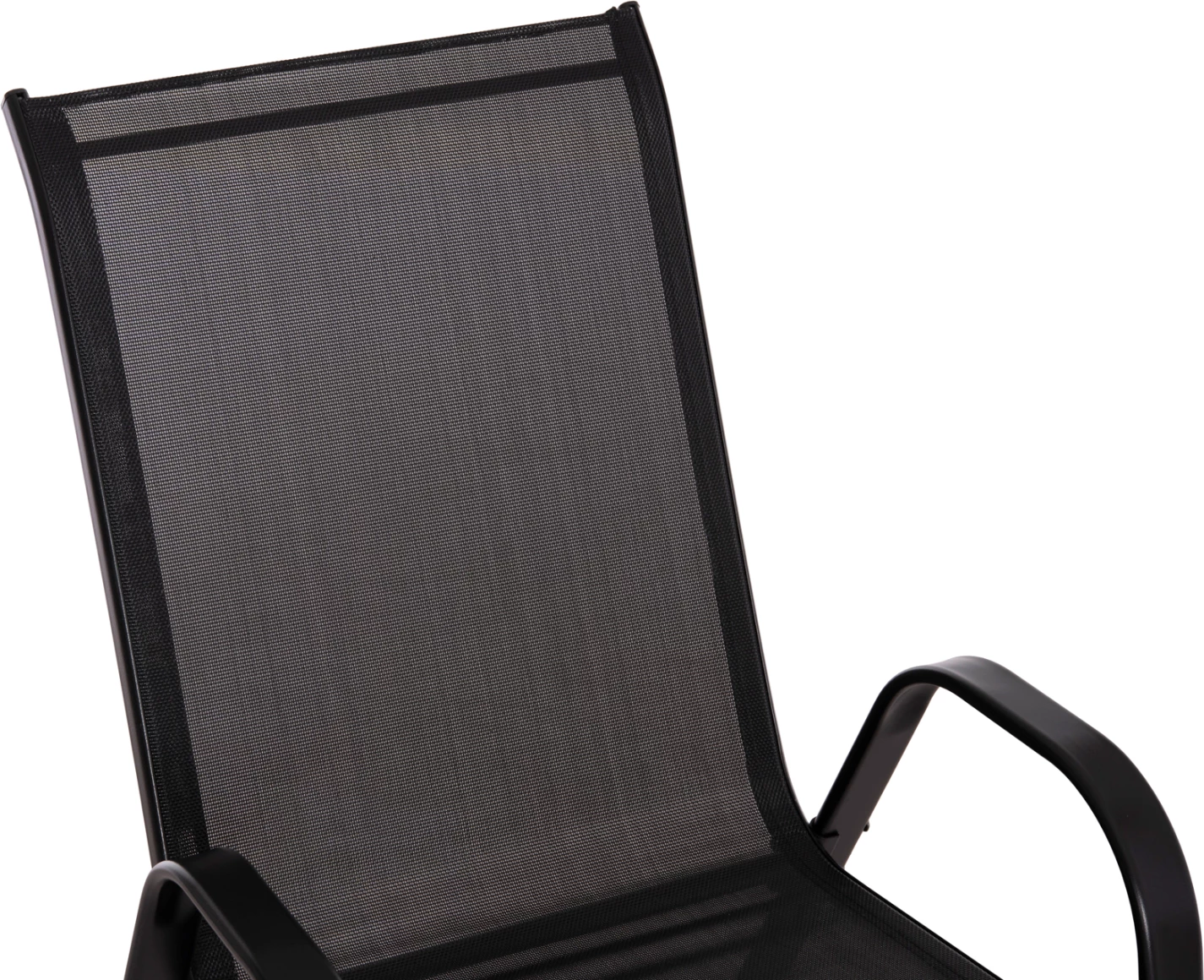 Karrige për jashtë LEON FH5000.43, kornizë metalike e zezë & textilene, set prej 4 copash, 55x70x91Hcm