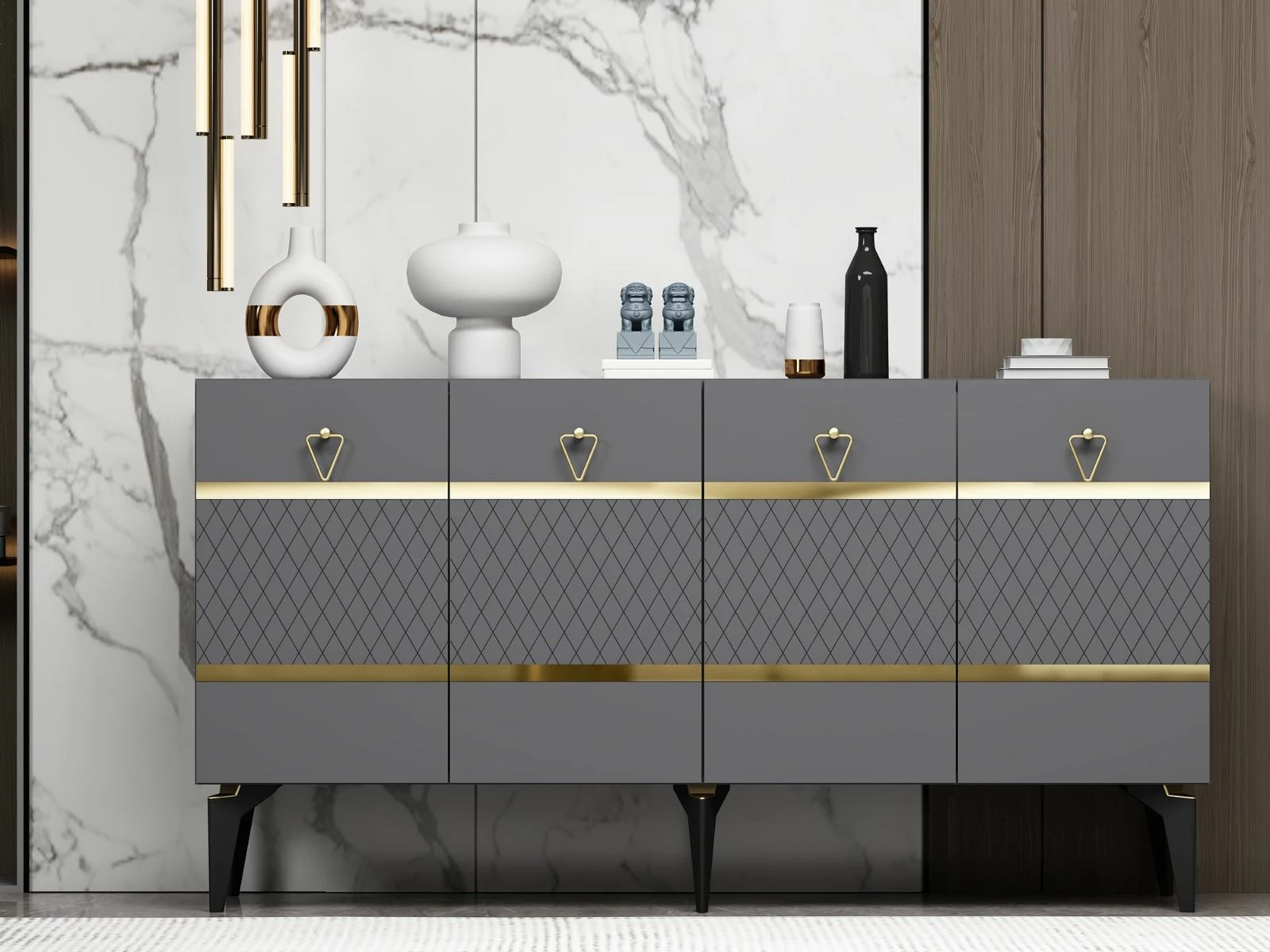 Konsol Skye Decor, ngjyrë antracit, ar