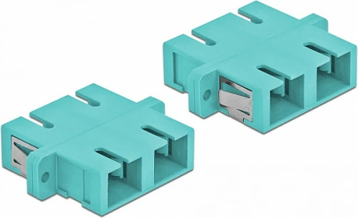 Adapter fibër optike DeLOCK SC Duplex Female-Female, Multimode OM3, 4 copë, kaltër e hapët