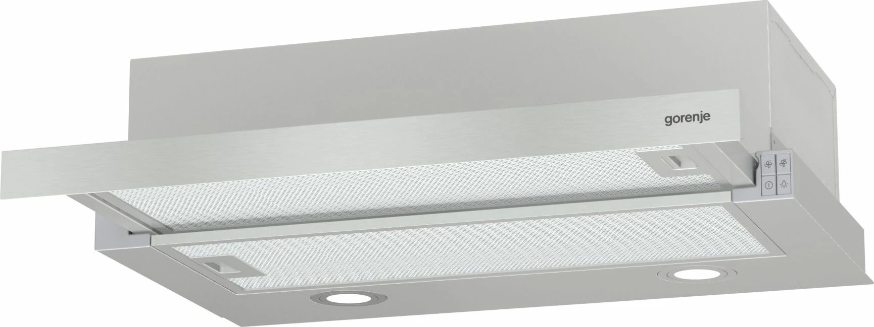 Aspirator kuzhine Gorenje TH62E4X 60 cm teleskopik, 450 m³/h, inox, argjend