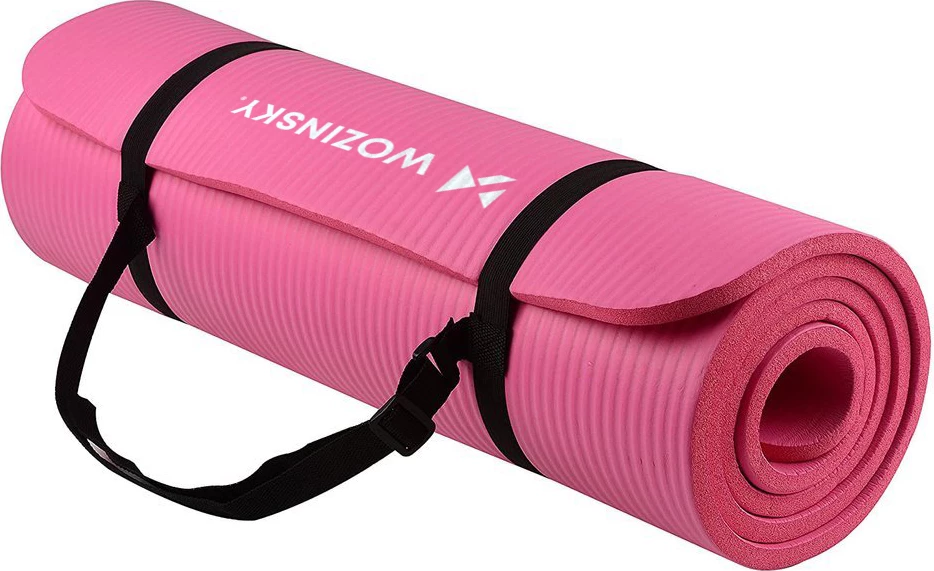 tapet ushtrimesh për yoga/fitness, Wozinsky, WNSP-PINK, 181x63x1 cm, shkumë NBR, antirrëshqitës, 900 g, rozë, me rrip dhe qese