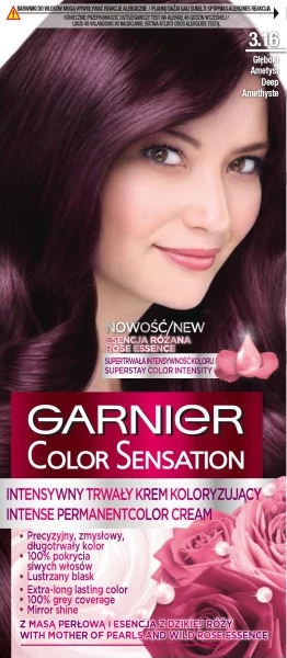 Krem për ngjyrosje flokësh për femra Garnier Color Sensation 3.16 Deep Amethyst, 1 copë