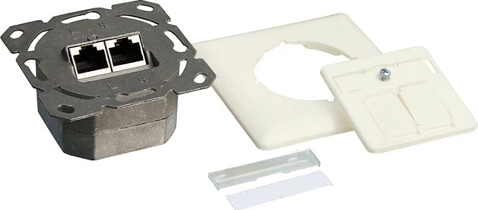 Prizë muri RJ45 LogiLink Cat6, 2x port, STP, horizontale, e bardhë