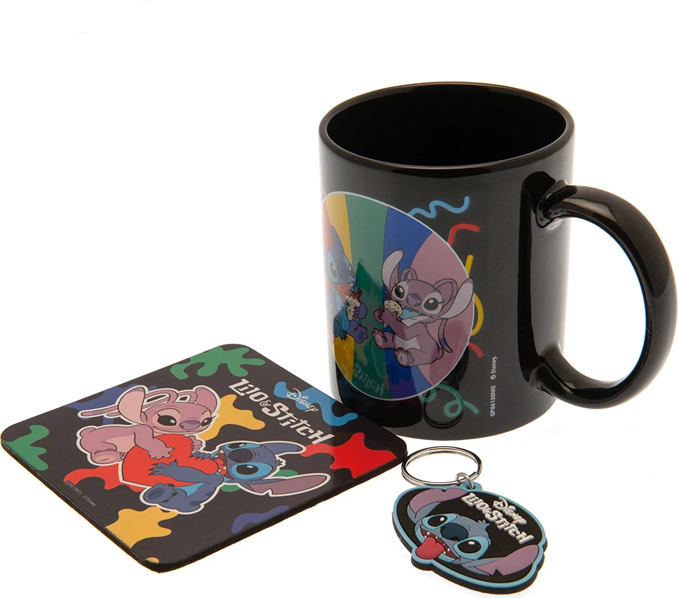 Set dhuratë Pyramid International Disney Lilo and Stitch You\'re My Fave, 3 pjesë (filxhan + nënfilxhan + çelës), zi