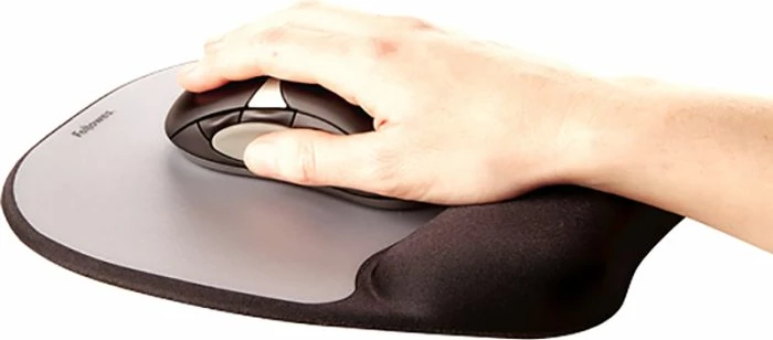 Mauspad Fellowes 9175801 me mbështetje për kyç dhe memory foam, Silver Streak