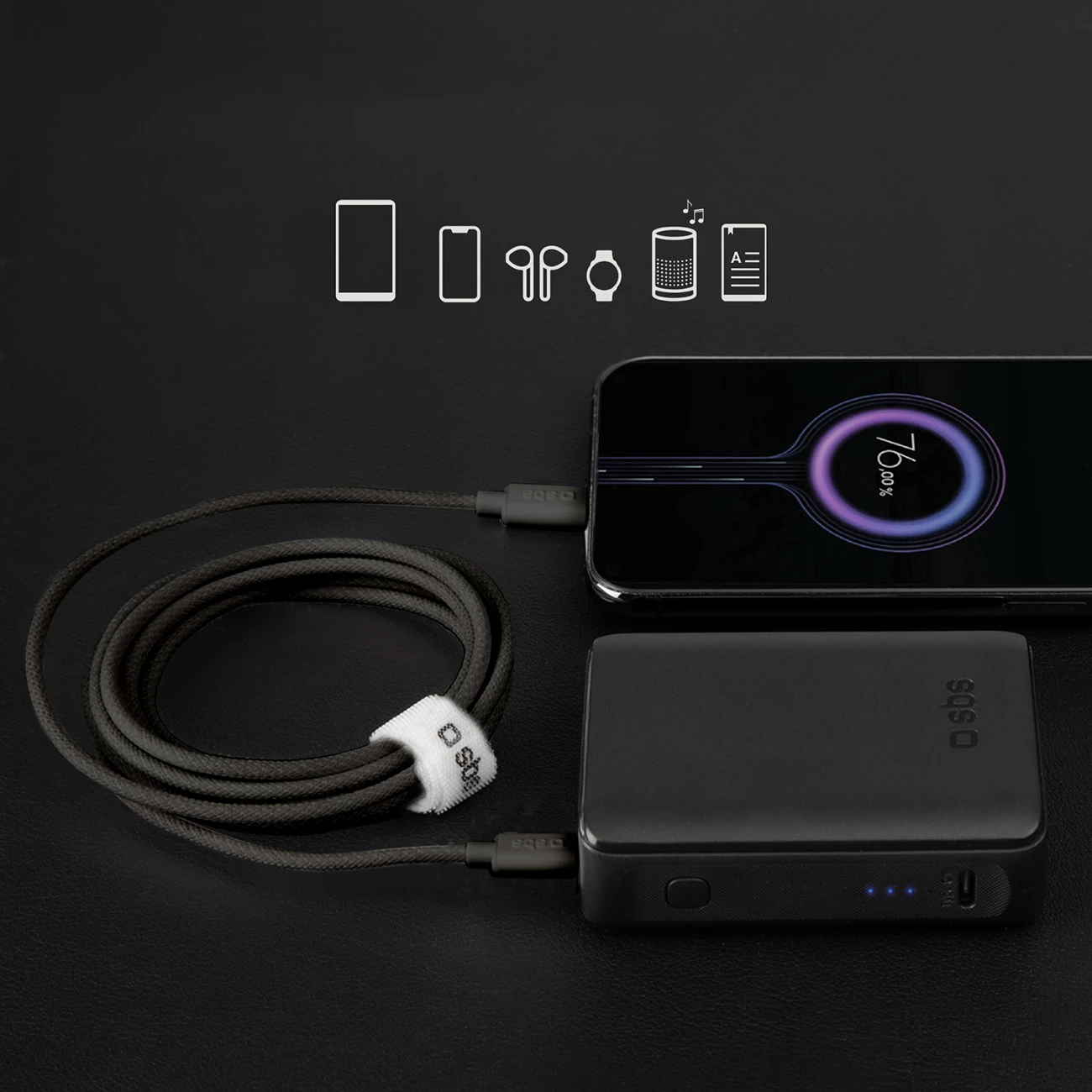 Kabllo USB-C në USB-C SBS TECABLETISSUETCK, 1.5m, 60W, e zezë