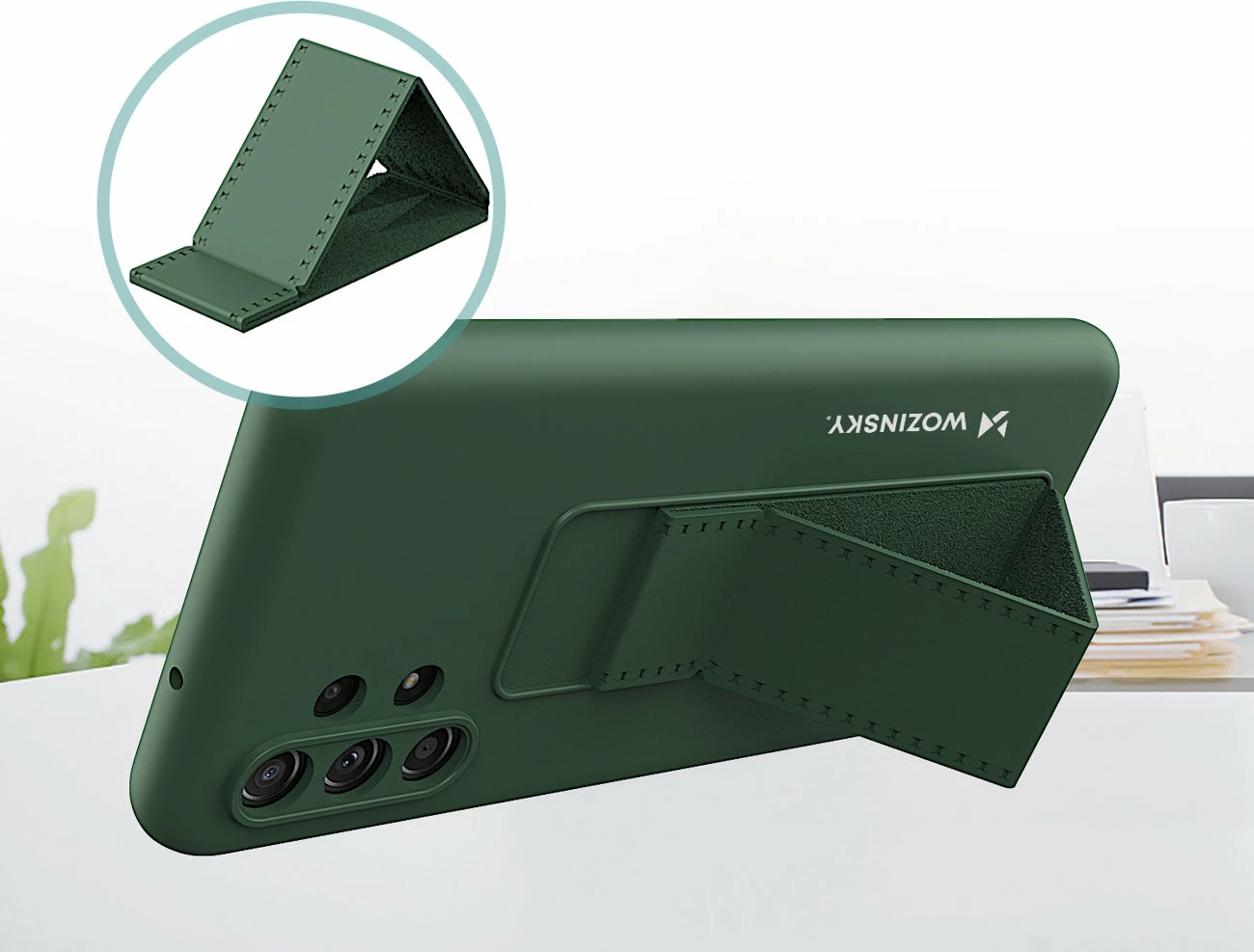 Mbështjellës silikon Wozinsky Kickstand Case për Xiaomi Redmi Note 11 Pro, i kuq