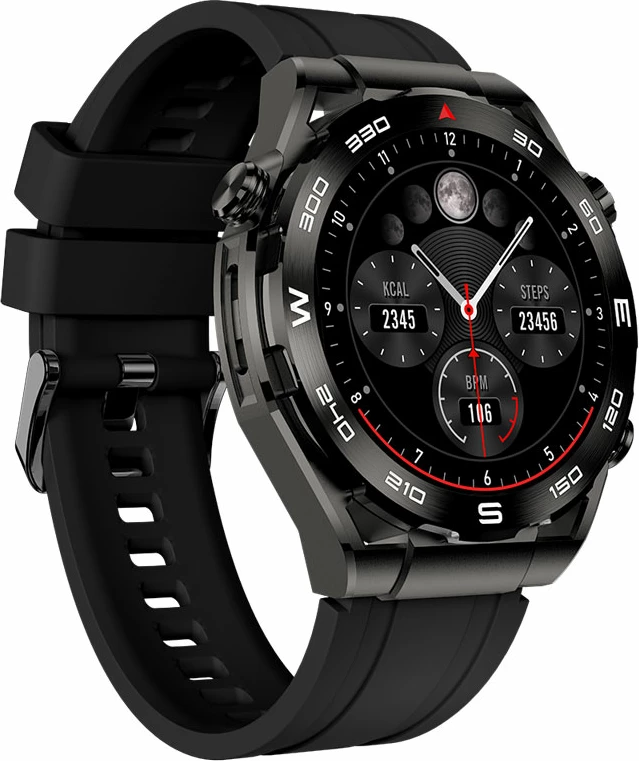 Smartwatch Moye Ares 1.43\" AMOLED, thirrje Bluetooth, karikim wireless, IP67, set me 3 rripa, e zezë
